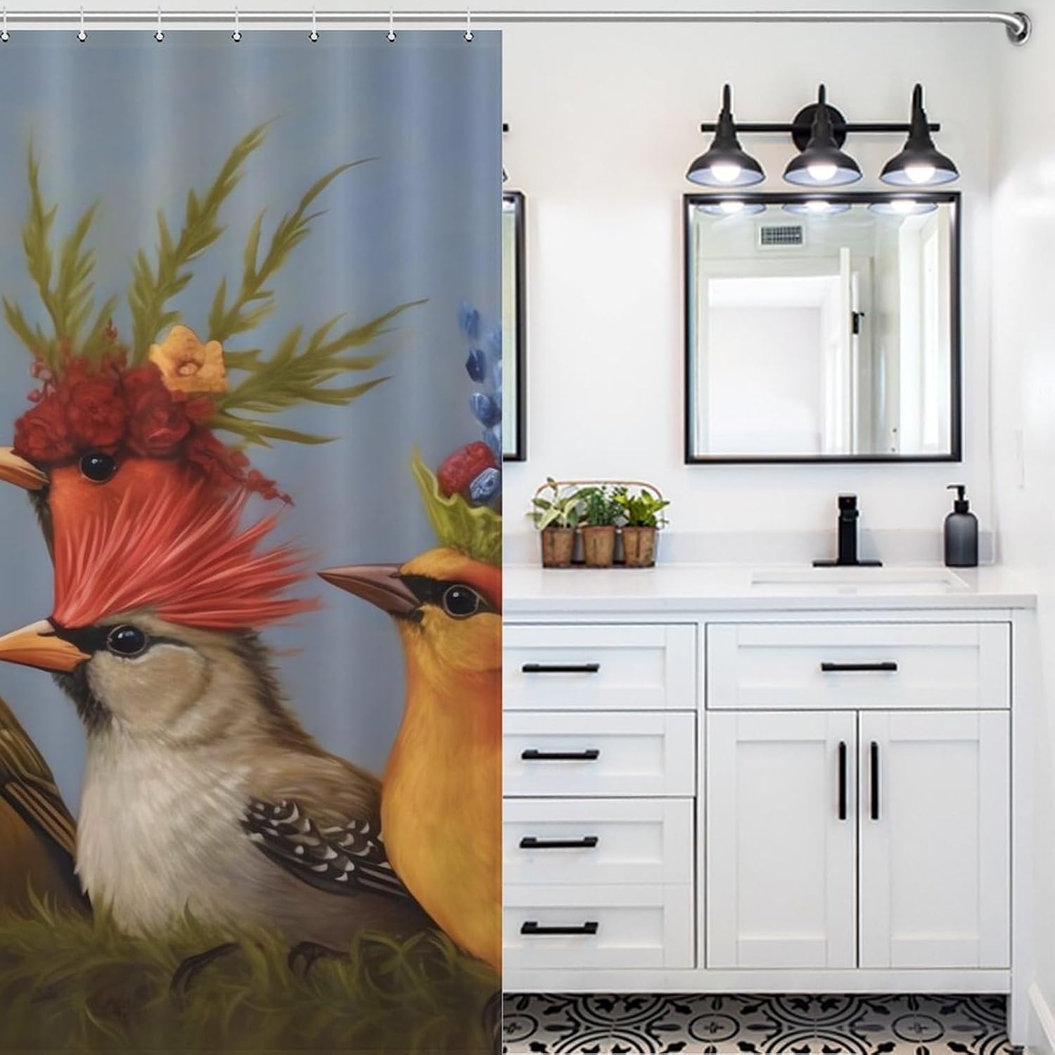 Animal Party Shower Curtain Textured Shower Liner Curtain Heavy Bathroom Shower Curtains with Grommets and Hooks Decor Bath Shower Curtains Set for Showers Bath Tubs 36'' X 72''
