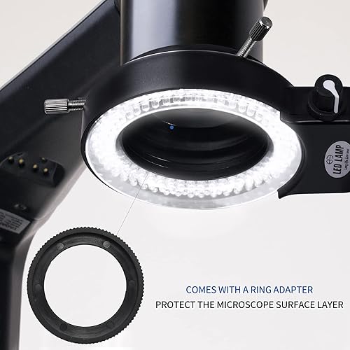 Miniatura 7 de Annhua Iluminación ajustable de luz de microscopio de anillo LED de 144, lámpara de microscopio Fuente de luz LED para microscopios estéreo de