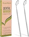 Dental Mirror Stainless Steel with Handle 6.5", Dentist Tool for Teeth Cleaning Plaque, Mouth Inspection, Lash Extension Mirror, Eyelash Extensions Dental Mirror Inspect Instrument Makeup - Pack of 2