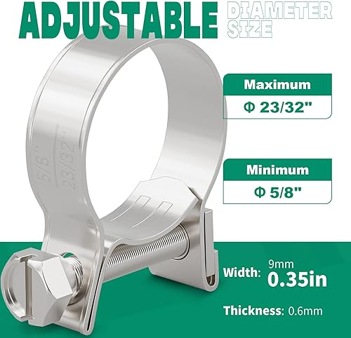 Miniatura 9 de Abrazadera de línea de combustible de acero inoxidable 304, 20 piezas ajustables de 19/32"-11/16" de diámetro (15-17mm), mini abrazaderas