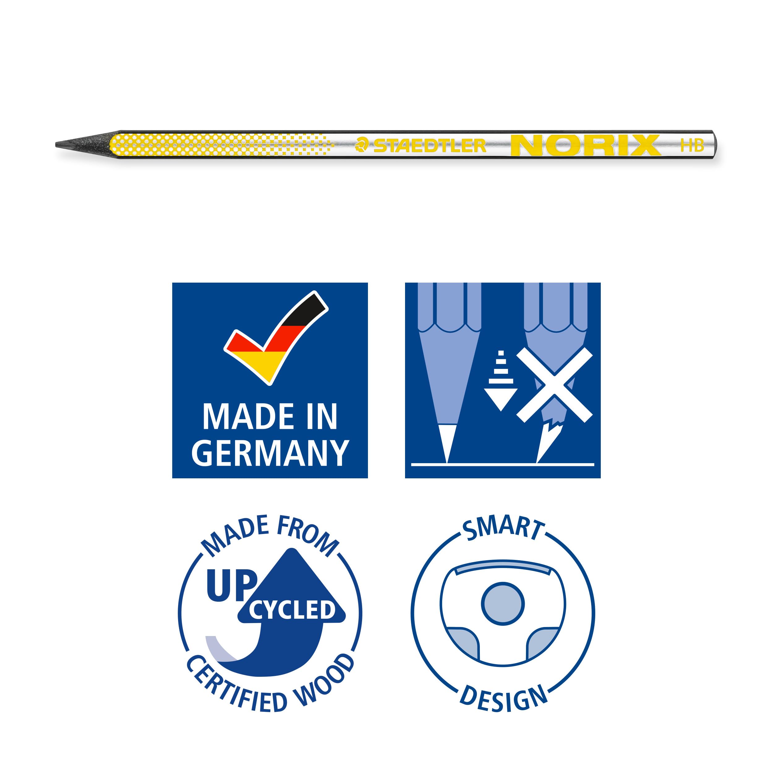 STAEDTLER NORIX Set de compás de ajuste rápido, 2 lápices HB, goma y sacapuntas, amarillo