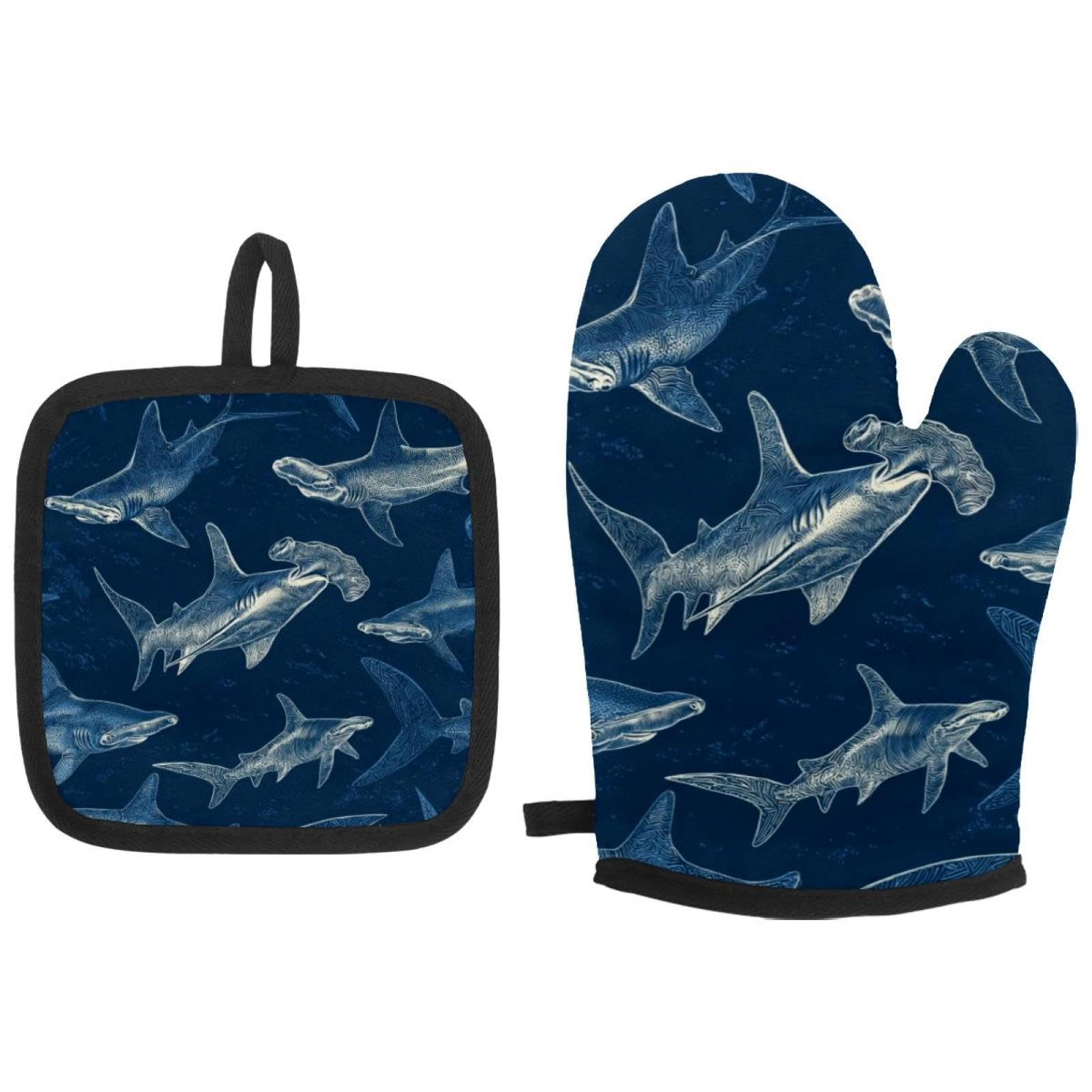 Gants de four requin-marteau maniques cuisine pâtisserie thermorésistants