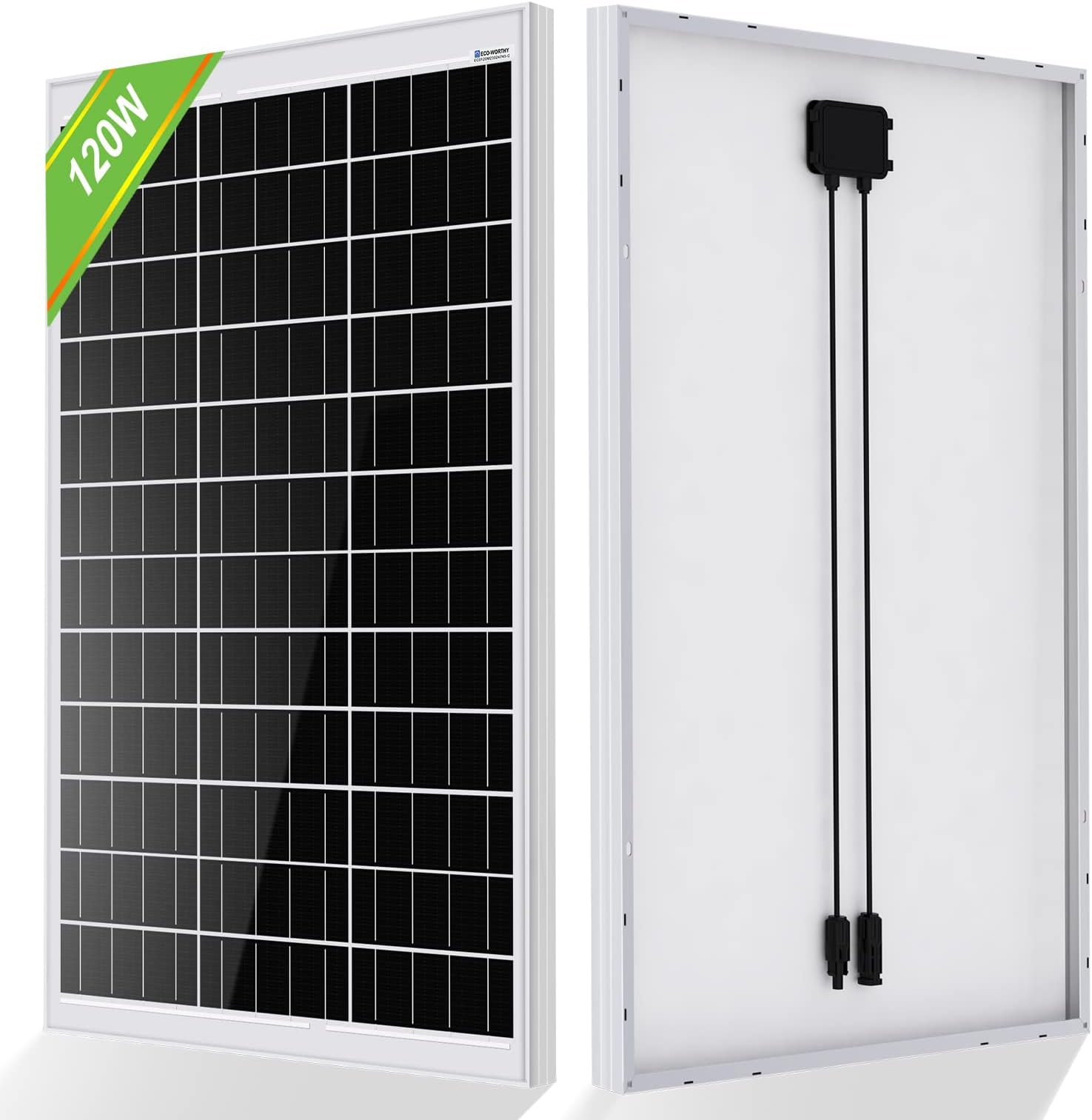 ECO-WORTHY 120 watt Solar Panel with Aluminimum Frame, High Efficiency Off Grid Monocrystalline Module Solar Energy Input of 12 Volt for Boats RV Camper Van Trailer