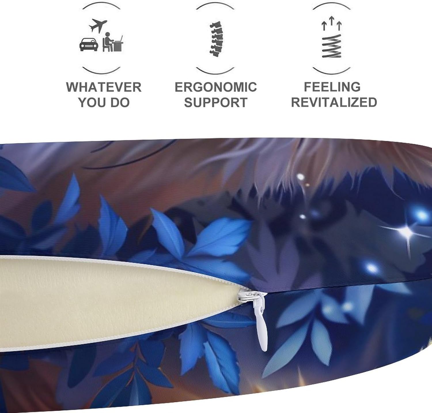 Cute Fox Travel Pillow U Shape Neck Pillow Washable Pillowcase for Sleeping Chair