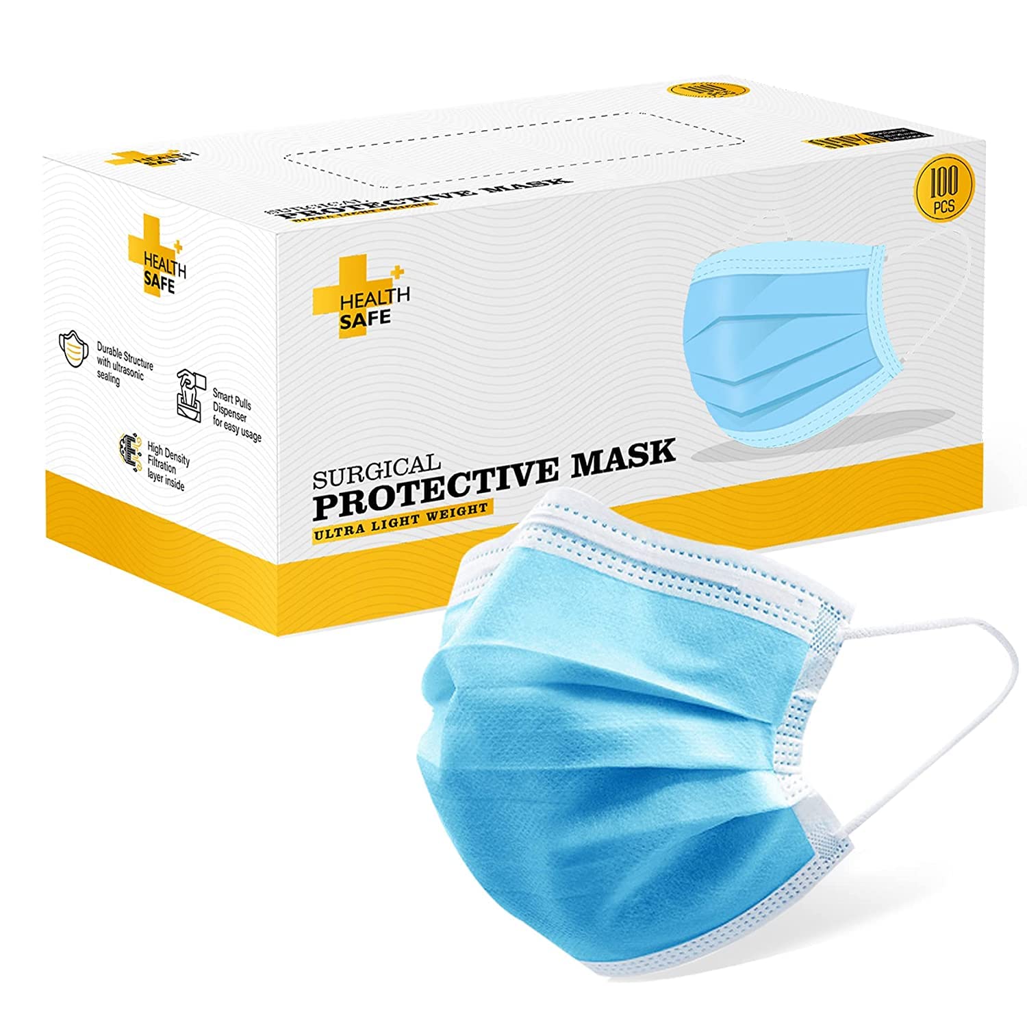 HEALTH SAFE 3 ply pack of 100 Ultra Lightweight Disposable Surgical Face Mask (Blue) (B09KS4L1H4) Amazon Price History, Amazon Price Tracker