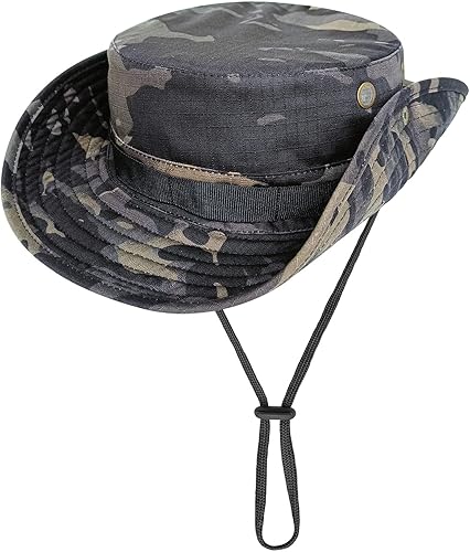 Miniatura 1 de Boonie - Sombrero para hombres y mujeres, protección solar, transpirable y plegable, sombrero de pesca para hombre, camuflaje negro, Marrón