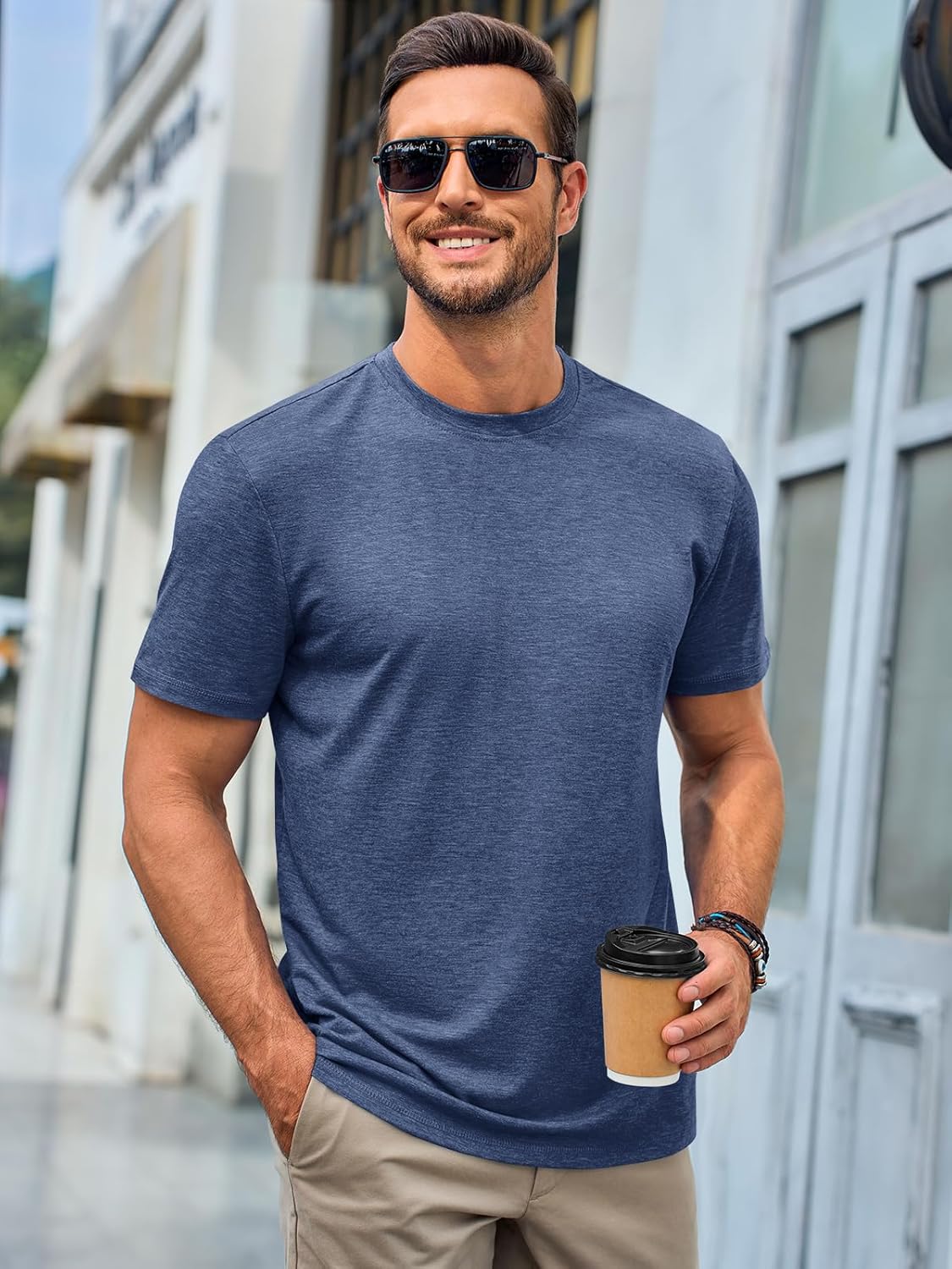 Runcati Mens Short Sleeve T-Shirts Classic Crew Neck Casual Shirt Summer Basic Lightweight Fashion Moisture Wicking Tees - Image 2