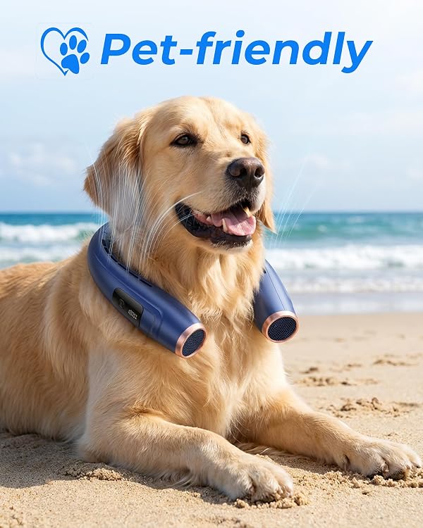 Peiyuu Neck Fan, Personal Fan with LED Indicator, USB-C Charging, Long-Lasting 4000mAh Battery, Hands Free Bladeless Fan with 3 Adjustable Speeds & Ultra-Quiet, Ideal for Home, Travel & Outdoor by Peiyuu - Used condition - Image 6