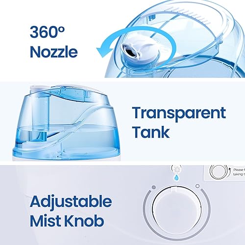 Miniatura 6 de Humidificadores para dormitorio (tanque de agua de 2.2 L), humidificadores de niebla fría para bebé y planta, humidificador de habitación para el