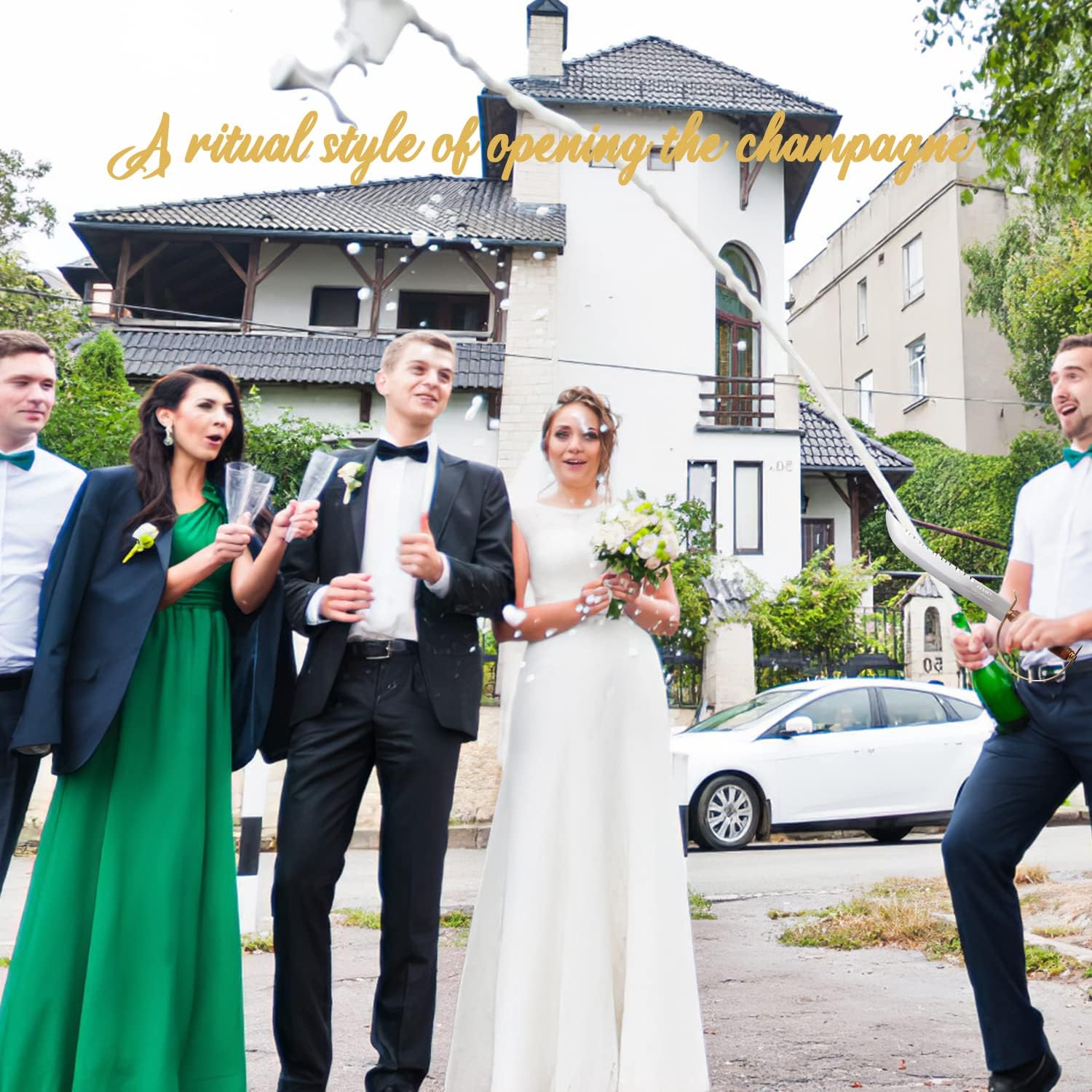 Resafy Champagne Saber Knife Olive Wood Handle Champagne Sword Wine Opener With Gift Case