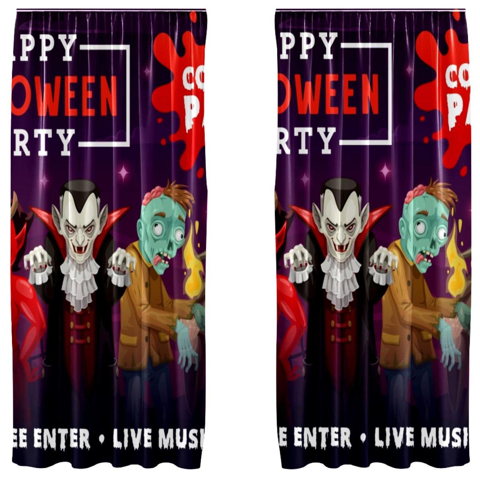 Rideaux d'独立站 Halloween occultants légers 139,7 x 213,4 cm pour fenêtre de salon