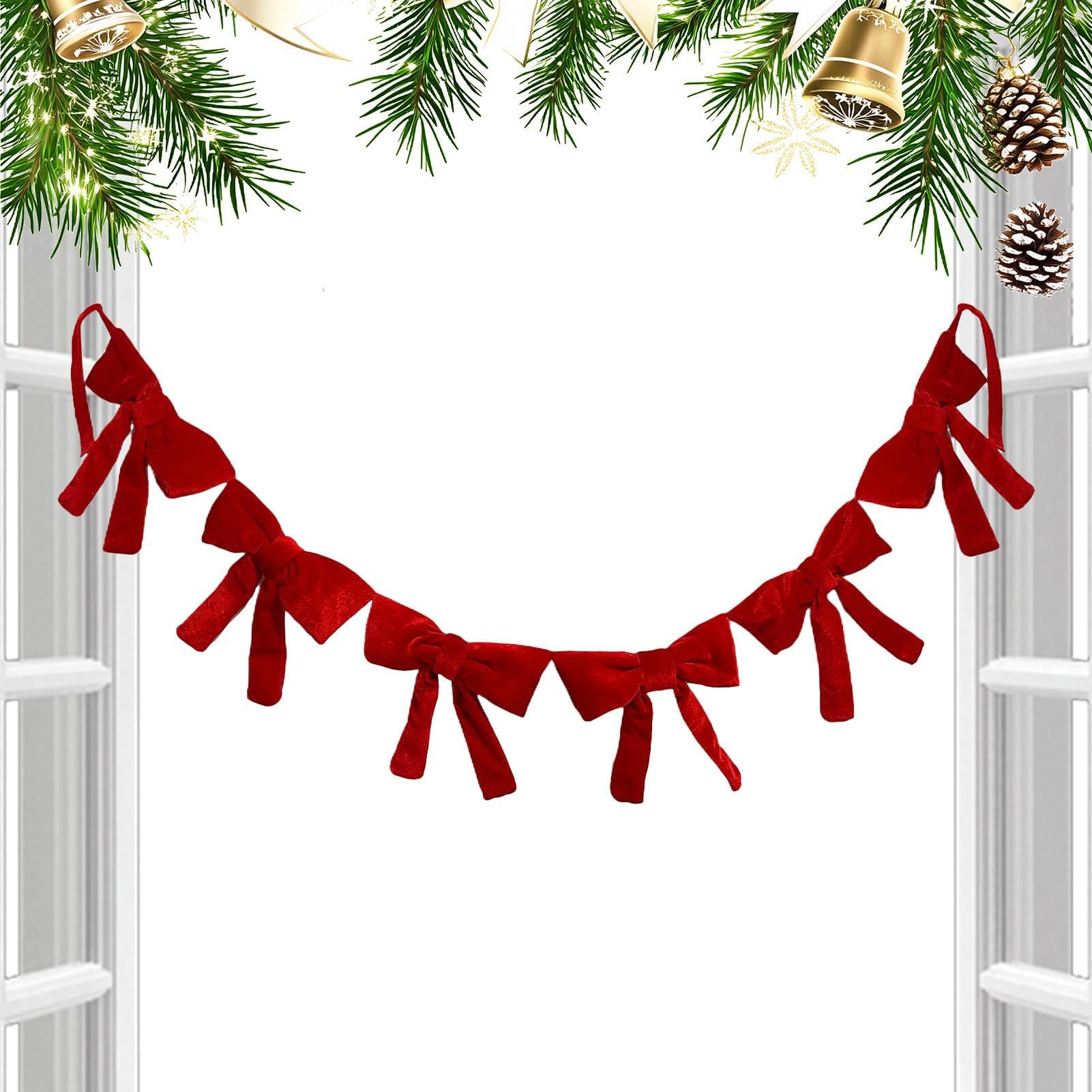 Lazos de terciopelo navideños de bucle ancho para decorar paredes y puertas en el hogar