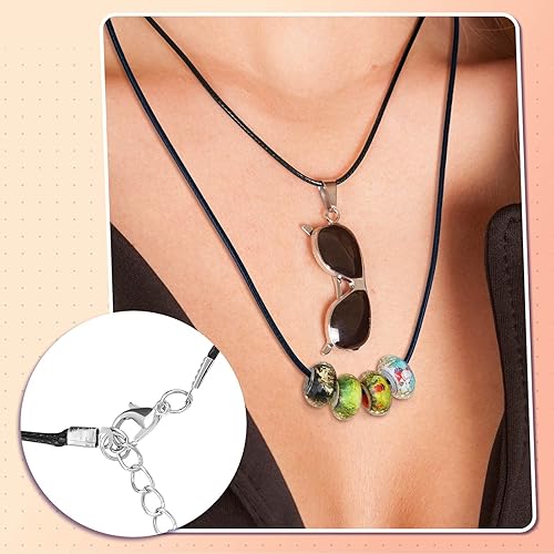 Miniatura 2 de Tudomro 100 piezas de collar de cuero encerado de 20 pulgadas a granel con cierre colorido collar pulsera cadenas cuerda cordón, poliéster, aleación