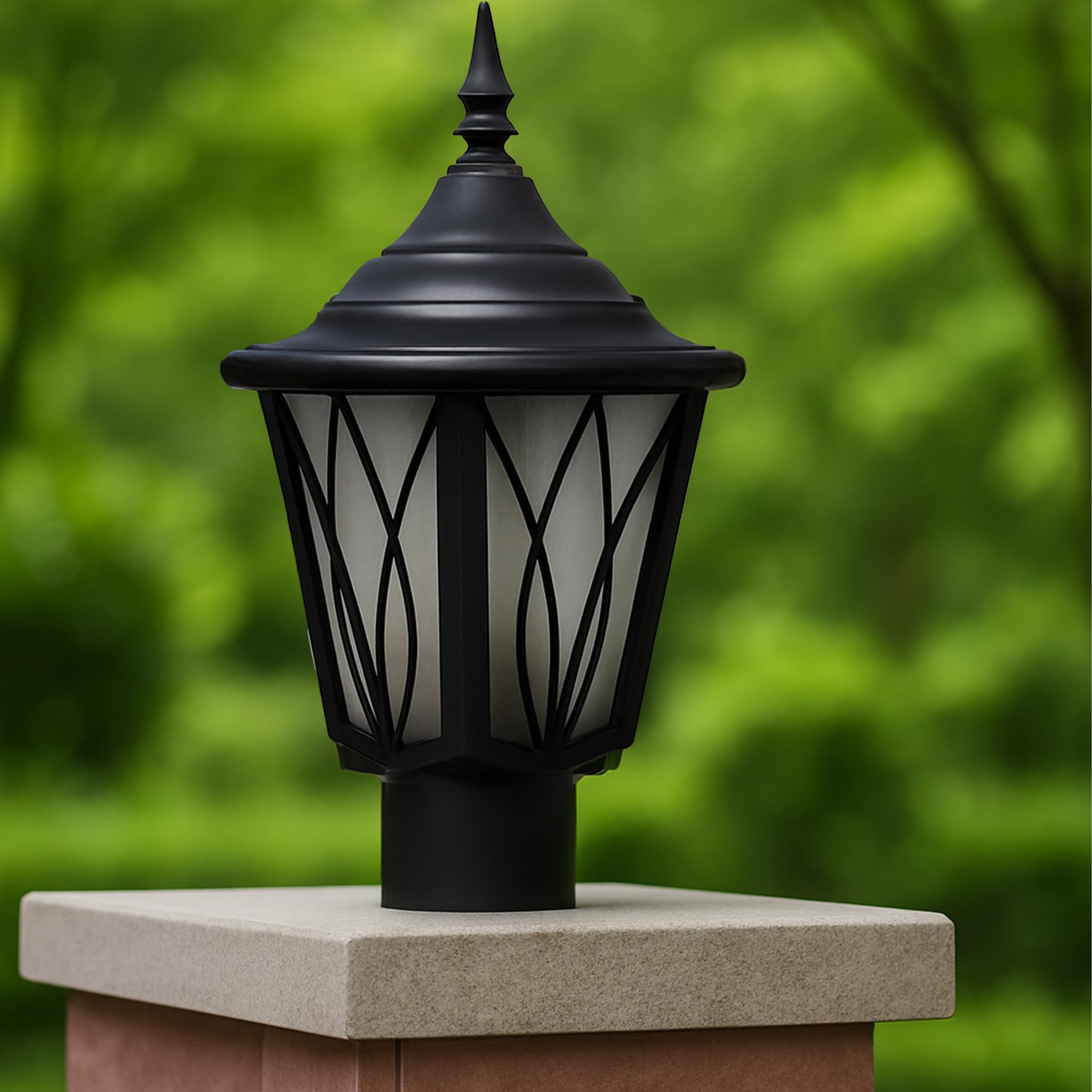 DarkVision Stylish Gate Light Waterproof Pillar Lamp Outdoor Decor Garden Lighting Pole Mount Exterior Fixture for Home Entrance Patio Compound Boundary (Without Bulb)