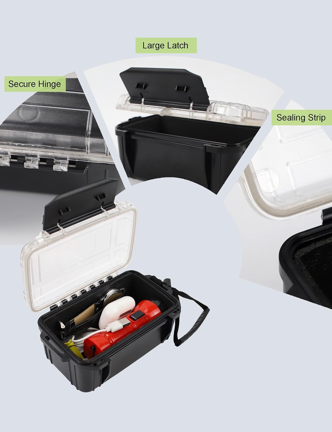 Small Waterproof Dry Box Water Proof Storage Containers, 6.5" X 4.3" X 3.4" Waterproof Box for Kayaking Floating Dry Case for Boat Watertight Drybox