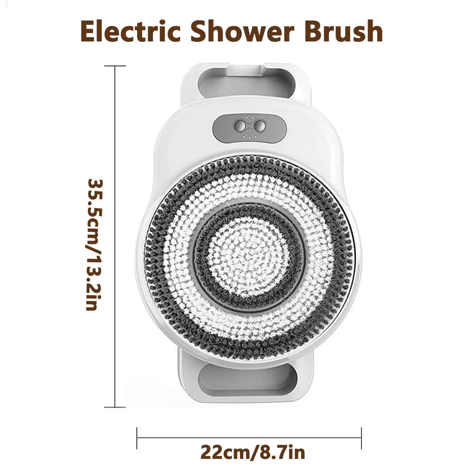 Cepillo Exfoliante Espalda Pared para Ducha, Cepillo EléCtrico con Cabezal 20Cm, Ajuste 3 Velocidades, RotacióN AutomáTica 360°, Exfoliante Corporal para Limpieza Profunda Y Masaje Espalda,White