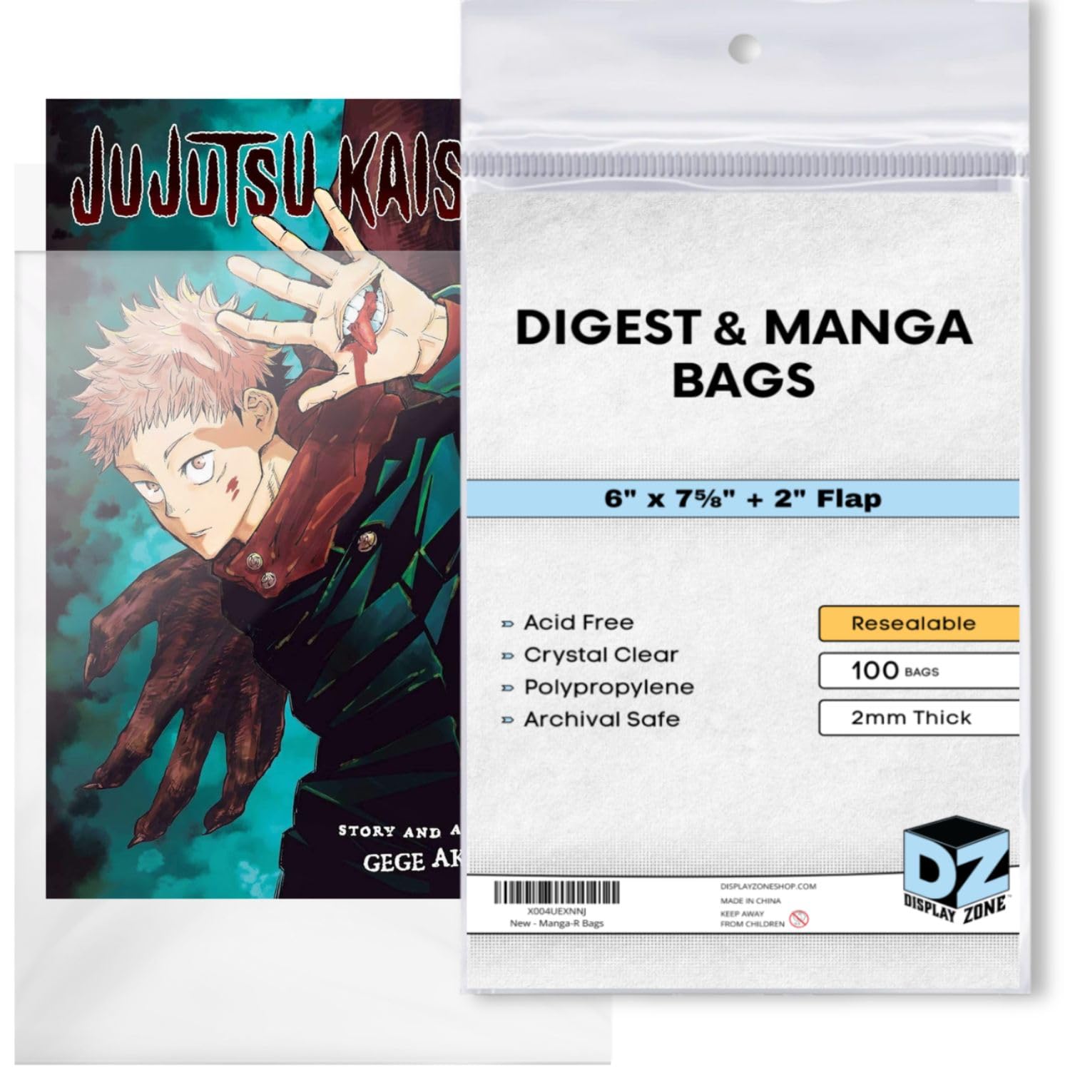Photo 1 of (100 Count) Display Zone Resealable Digest & Manga Bags - Acid-Free Polypropylene Plastic Sleeves - Clear Protection for Digest, Manga, & Small Paperback Books - Archival Storage Covers for Collectors