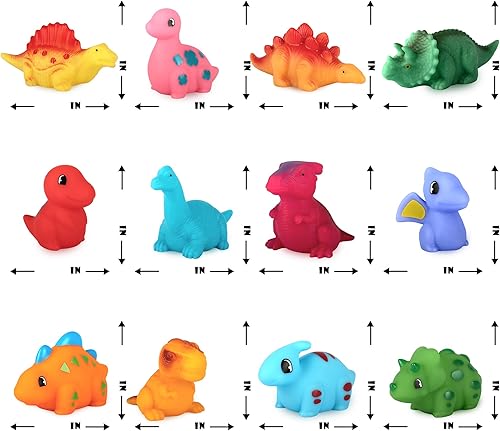 Miniatura 3 de Ganowo Juego de 12 juguetes de baño sin moho sin agujeros para bebés, juguetes de dinosaurio para baby shower para niños de 1 a 3 años y niñas de 2