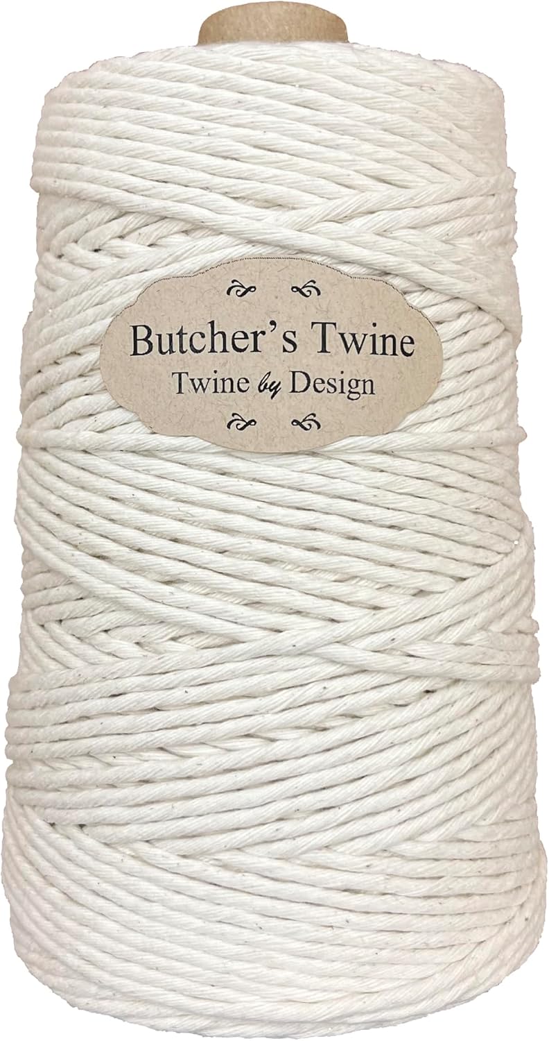 Butchers Cooking Twine, Heavy Duty, 600ft, 22 PLY, Food-Safe Cotton Kitchen String for Turkey Trussing, Meat Prep, Crafting