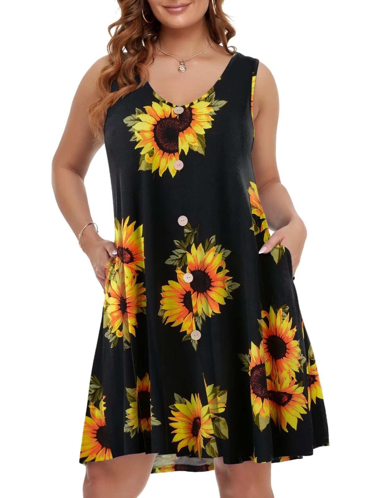 BELAROI Summer Dresses for Women Beach Tshirt Sundress V Neck Casual Swing Tank Dress Swimsuit Cover Ups Pockets