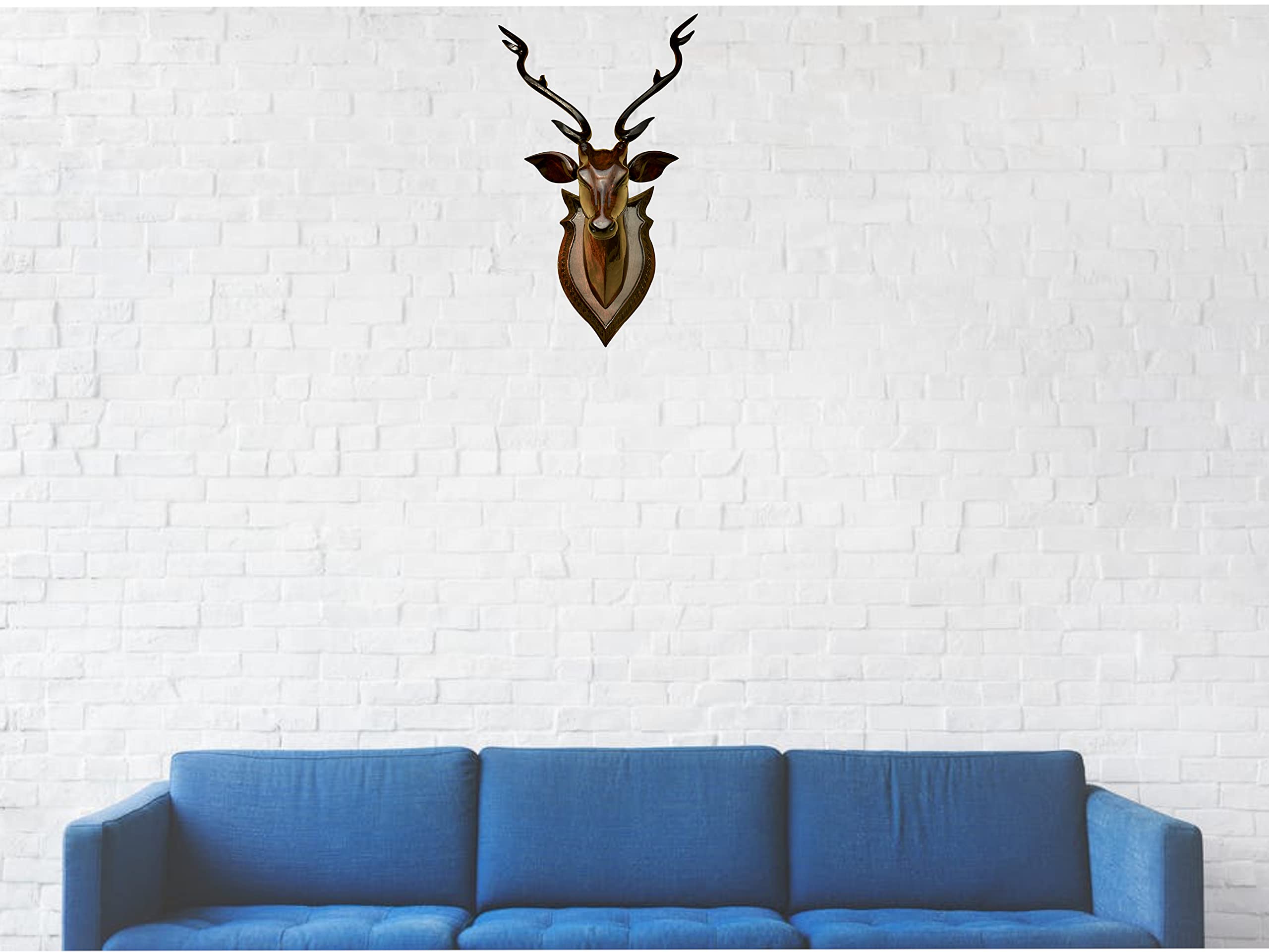 Rustic Deer Head Wall Decor - Handmade Wooden Showpiece -6