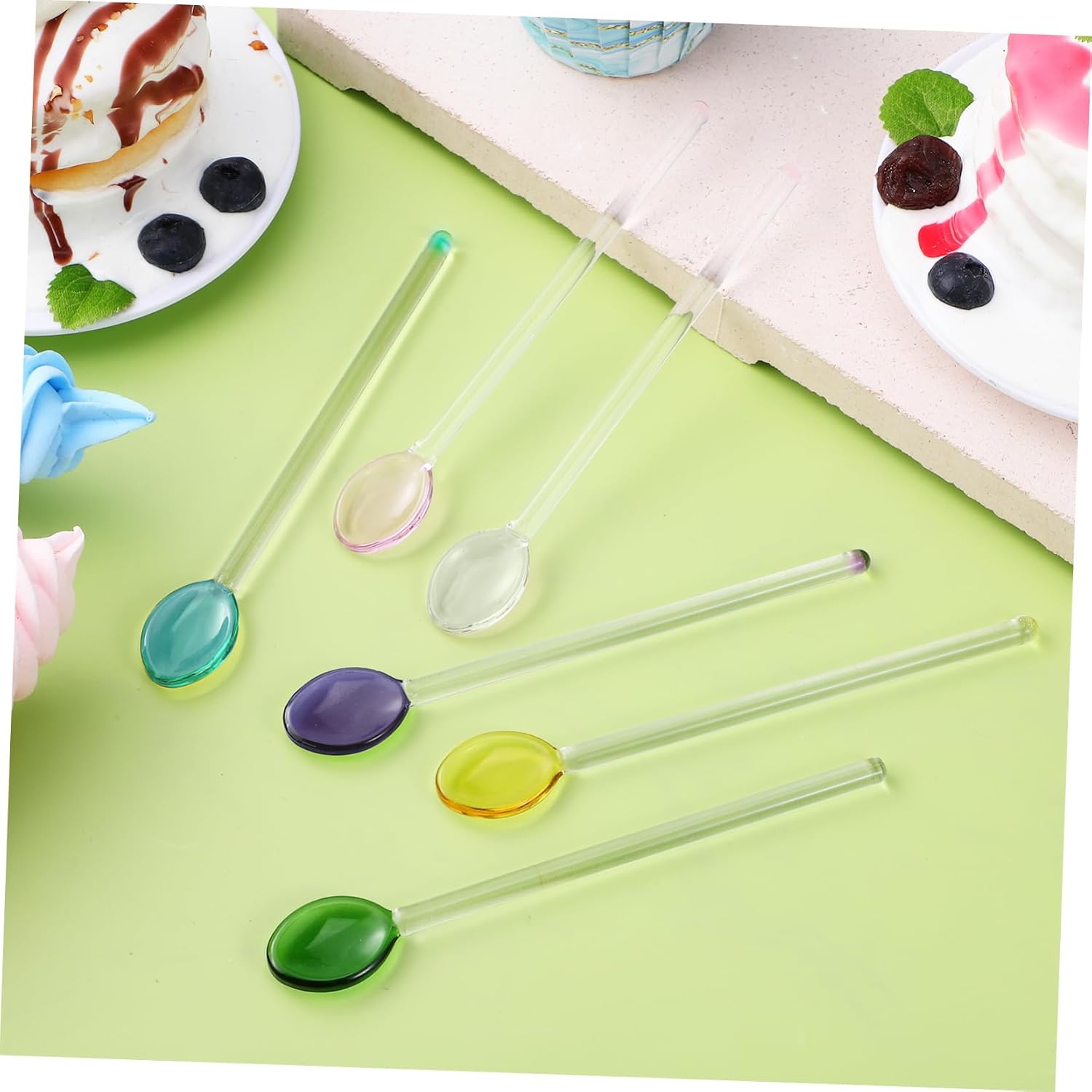 Ipetboom 6Pcs Long Handled Glass Stirring Spoons Tea Spoons for Mixing Drinks Ice and Soups Versatile Kitchen Utensils