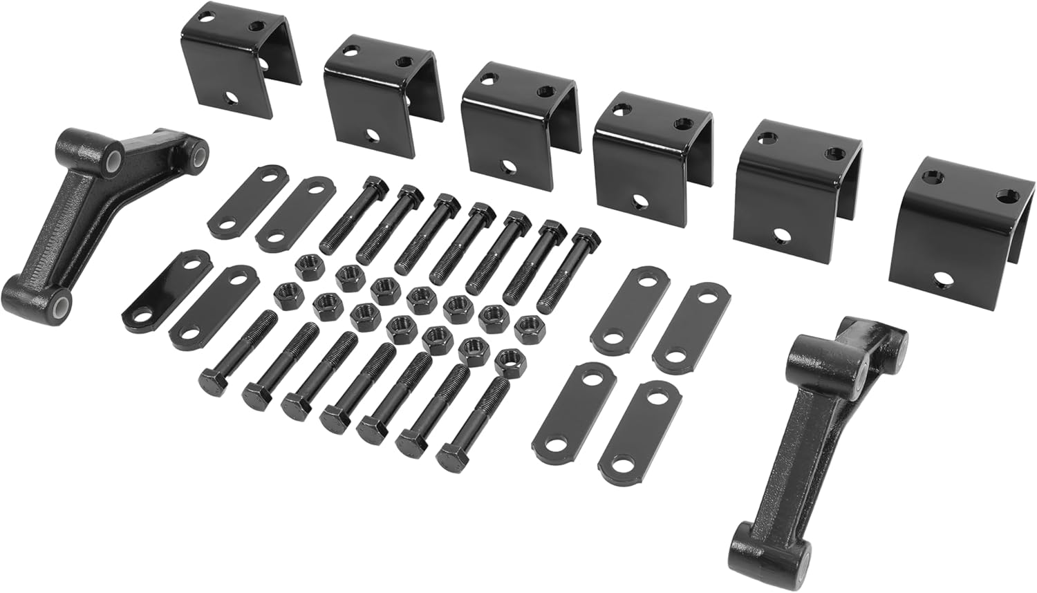 KUAFU Trailer Leaf Spring Hanger Kit for Double Eye Springs(3.5K -5.2K Axles), Tandem Trailer Axle Suspension Shackle Kit (Hanger Kit, Equalizer and Shackle Strap) 3500-7000 lbs Black