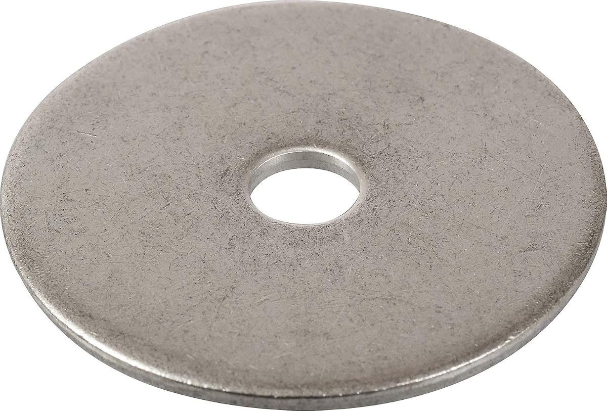 Arandelas para guardabarros Hillman, 3/16 pulgadas x 1-1/4 pulgadas, paquete de 100, plateadas | Acero inoxidable 18-8, diámetro exterior grande que distribuye la presión para aplicaciones de chapa metálica, plomería, electricidad y espaciadores.