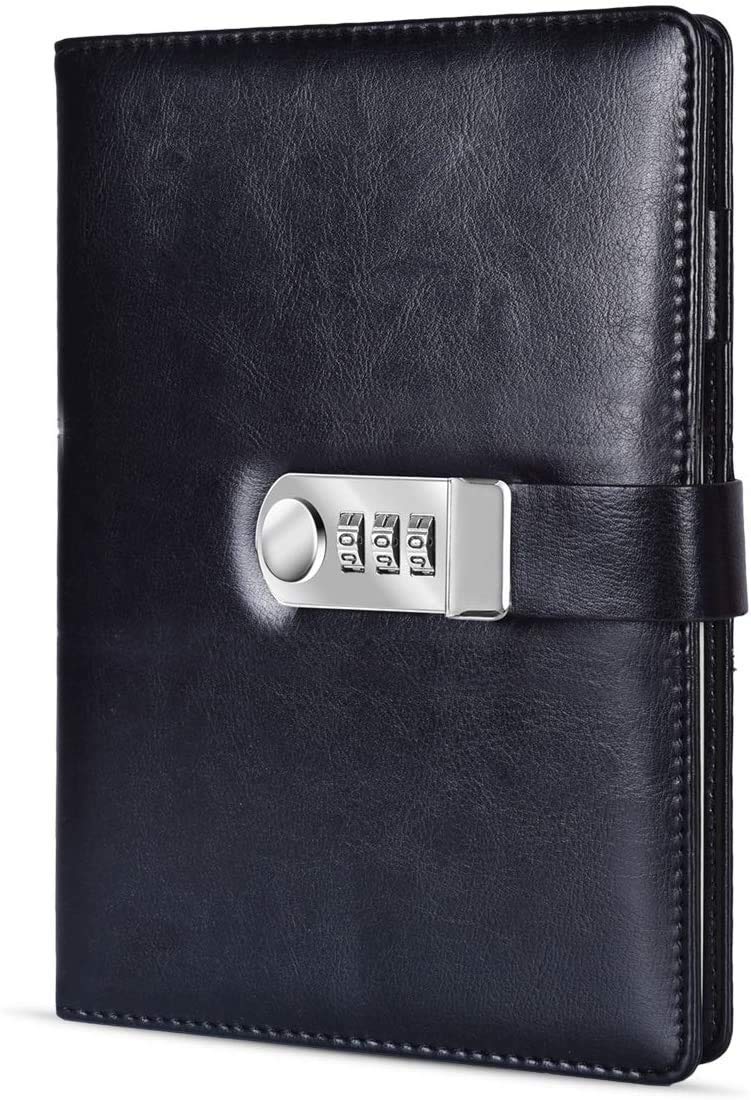 Divik Personal Organizer Memoir PU Leather Combination Lock Notebooks, Binder Dairy Book for Personal Use Journal Regular Diary Lock Diary Notebook with Number Lock for Men & Women (1Pcs)