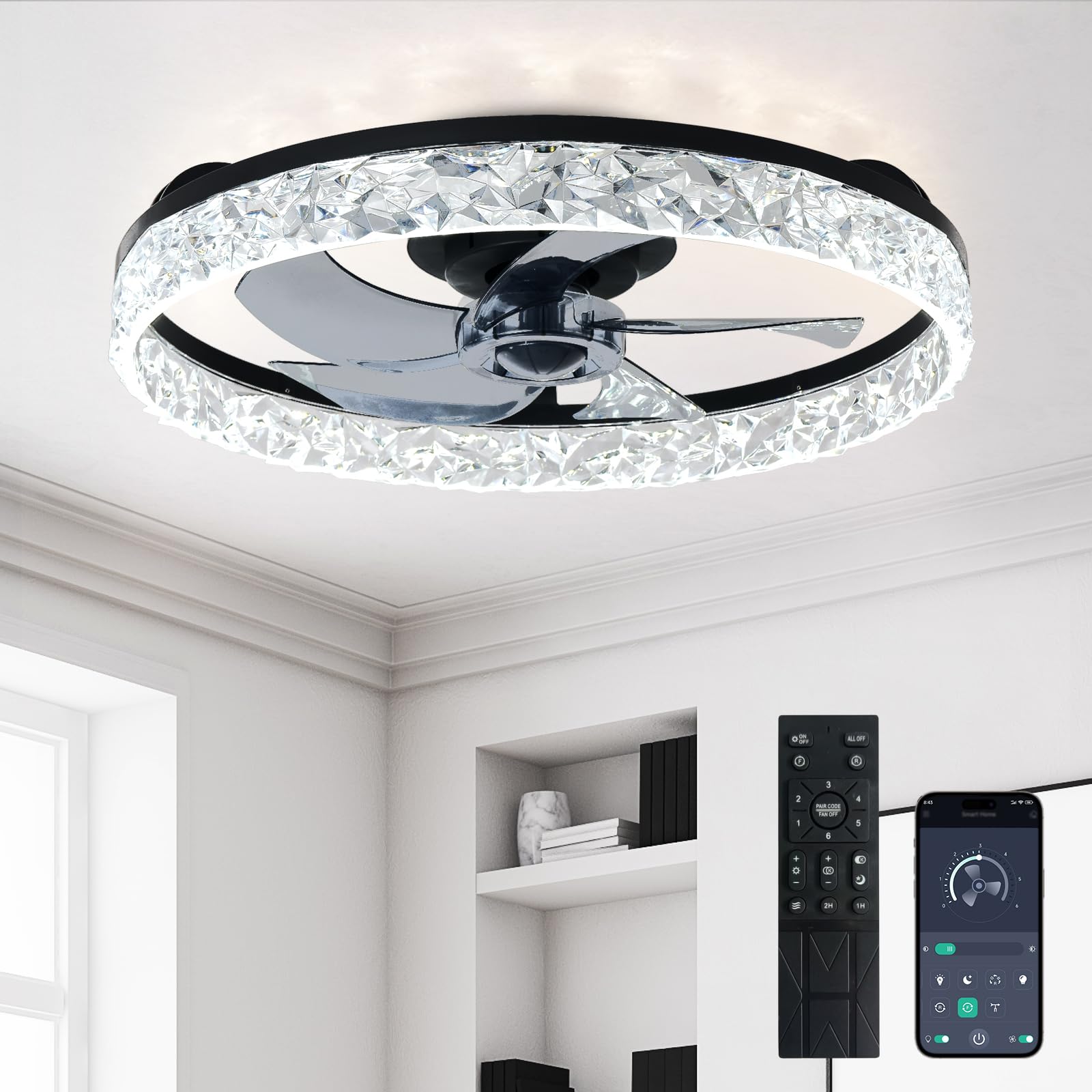 Depuley 20-Inch Ceiling Fans with Lights: LED Ceiling Fan with Remote & APP Control - Gold