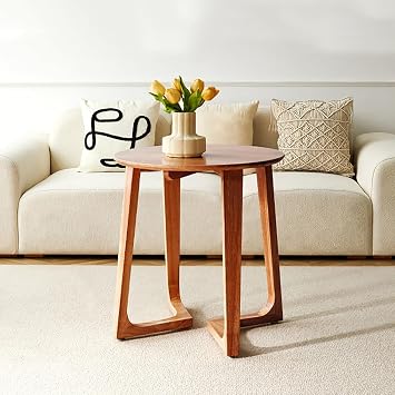 Coffee Table Rustic End Tables, Farmhouse Accent Furniture for Living Room, Sturdy and Easy AssemblySize60x60x63cm24x24x25inch,ColorBrown