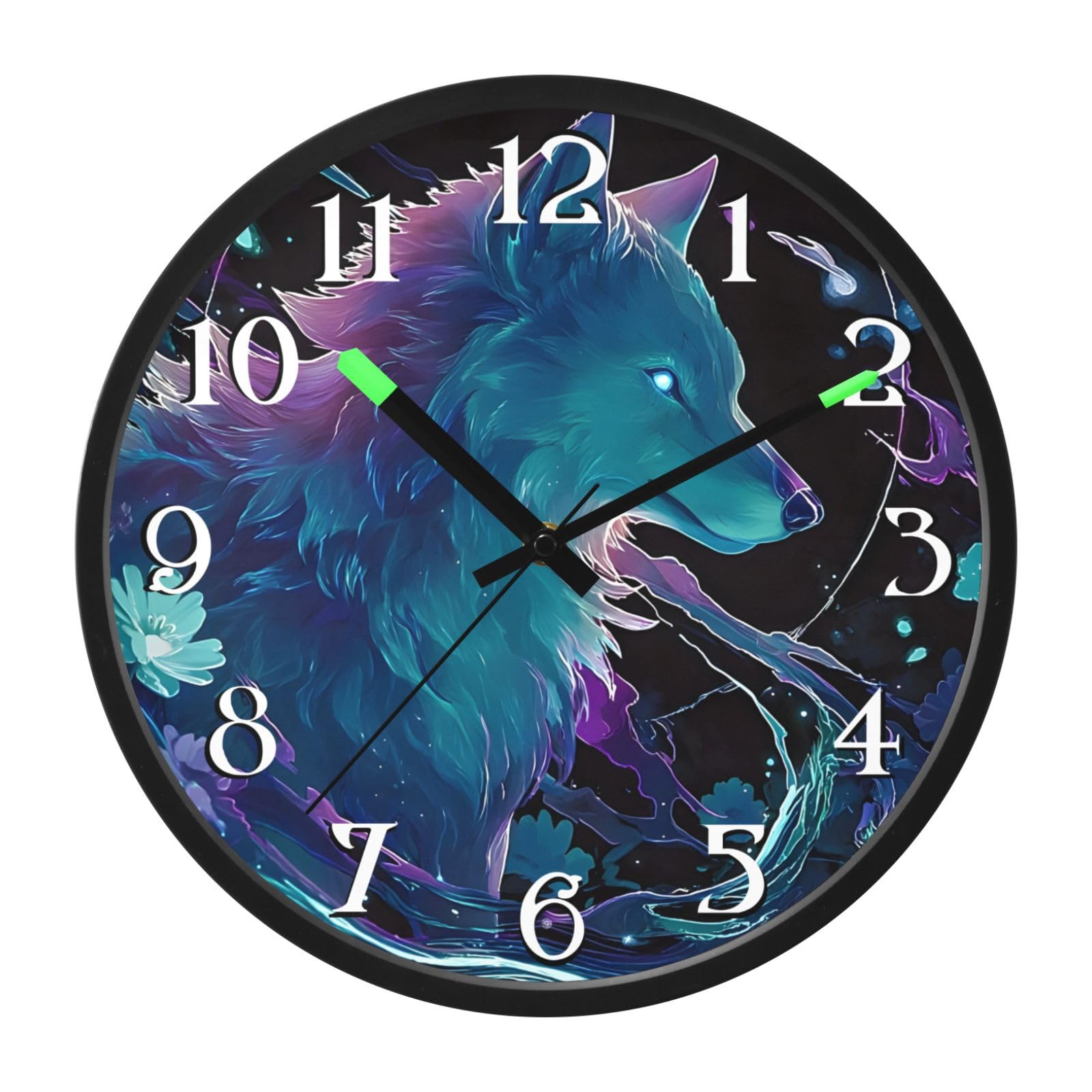 Mnsruu Reloj de pared luminoso holográfico azul galaxia reloj de dormitorio funciona con pilas, reloj silencioso que brilla en la oscuridad, para sala de estar, cocina, 12 pulgadas
