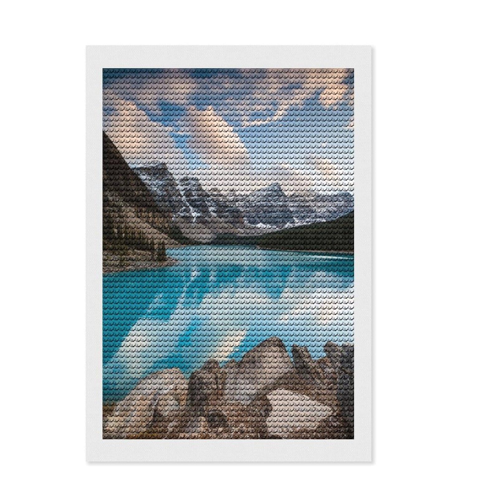 Junmoney Moraine Lake Dawn Banff Full Drill Diamond Painting Kit 8"x12", Vintage Style Decor, Aesthetic Room Decor, Full Kit Included