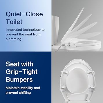Bidet Seat for Elongated Toilet Seat Non-Electric Soft Close with Quick Release Hinges for Easy Clean Dual Nozzle Front and Rear Wash(PG303A-HPN-AZ)