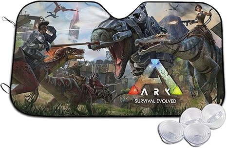 Amazon Com Ark Survival Evolved Car Windshield Sun Shade Durable Oxford Cloth Material Car Sun Visor For Uv Rays And Sun Heat Protection For Most Sedans Suv Truck Multi Code Automotive