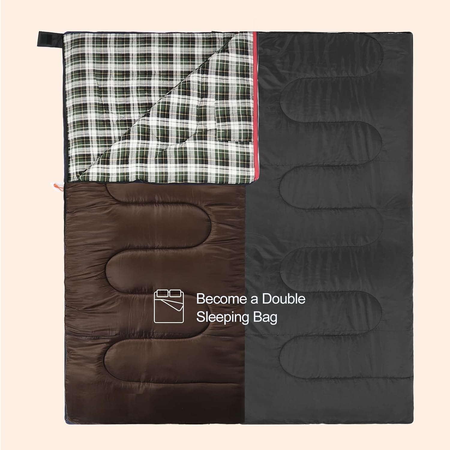 Flannel Sleeping Bag for Adults, Waterproof Cold Weather & Warm Camping Sleeping Bag with Compression Sack, 3 Season Trip Warm Envelope Sleeping Bag for Camping, Hiking, Backpacking, Outdoors