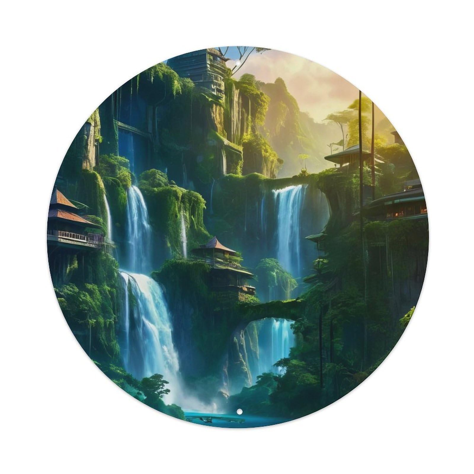 Waterfall Flow at Dawn Metal Tin Sign