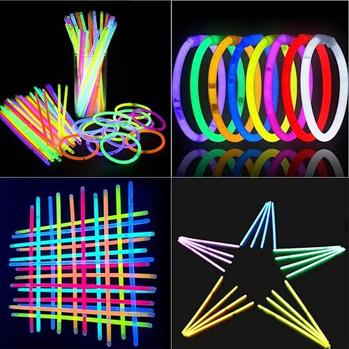 Miniatura 6 de NUDALA 200 pulseras de palitos brillantes rosas a granel que brillan en la oscuridad suministros de fiesta de 8 pulgadas con conectores juguetes de