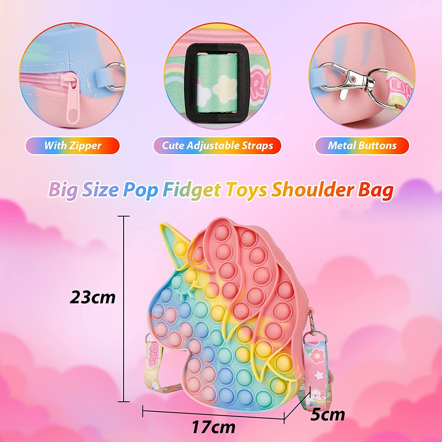 Amazon | プッシュポップバブルバッグスクイーズ玩具肩掛け