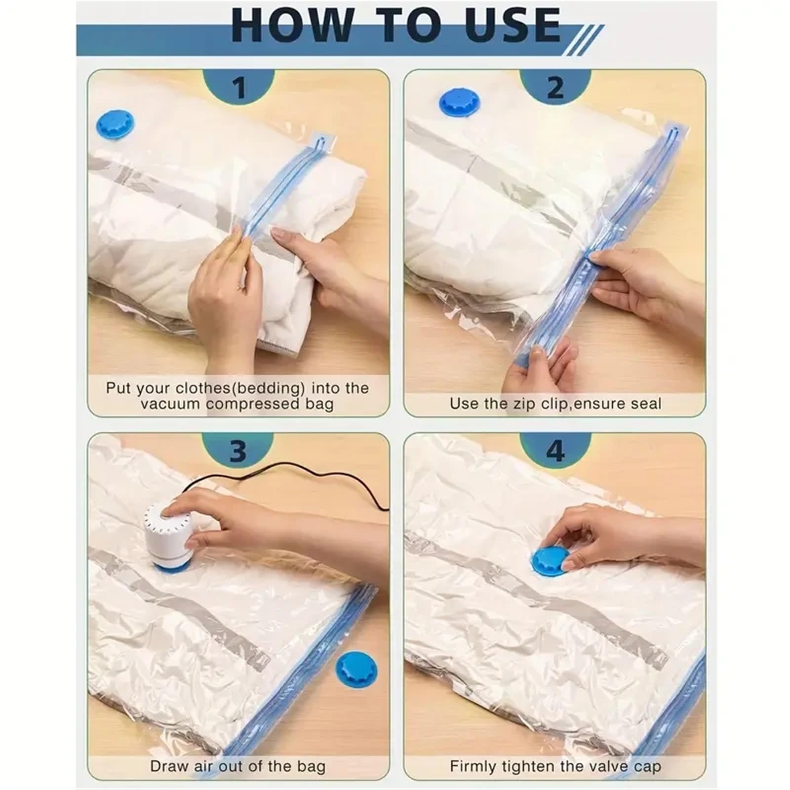 Kompressionsbeutel Kompressionspacktaschen passen in Koffer, um Platz in der Kleidung zu sparen Für Reisen(5pcs70x100CM-pump)