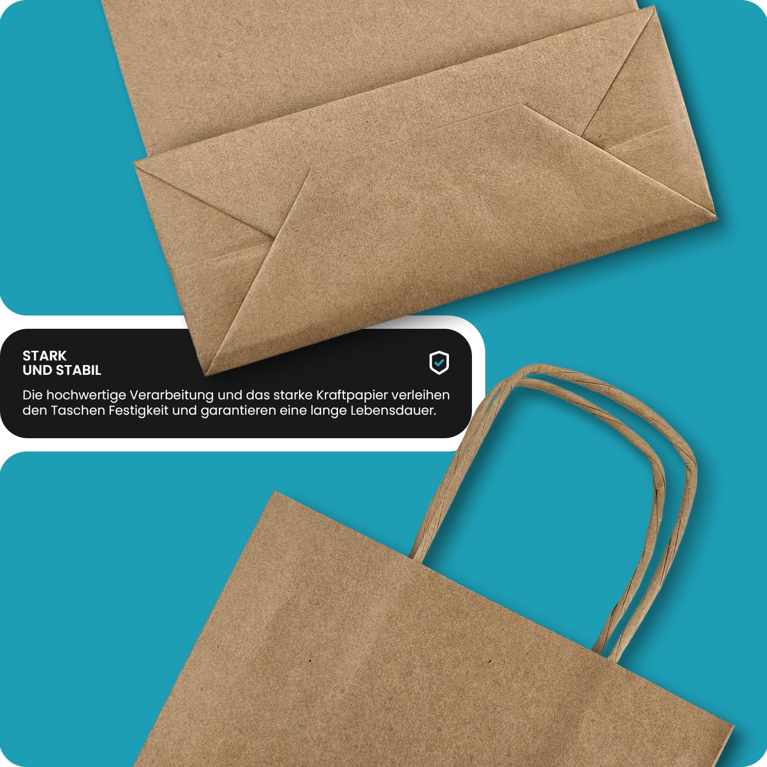 Netuno 200 Borse Carta Kraft con Manici marrone 18 x 8 x 38 cm Shopper Resistenti per Regali e Bottiglie borse portabottiglie packaging sacchetti regalo bottiglia buste carta per vino negozi