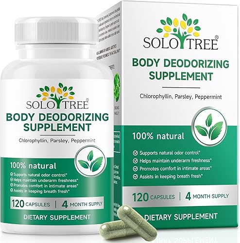 Suplemento desodorizante corporal natural desodorante interno cápsulas de clorofila que reducen el olor en las axilas, áreas íntimas y orales para