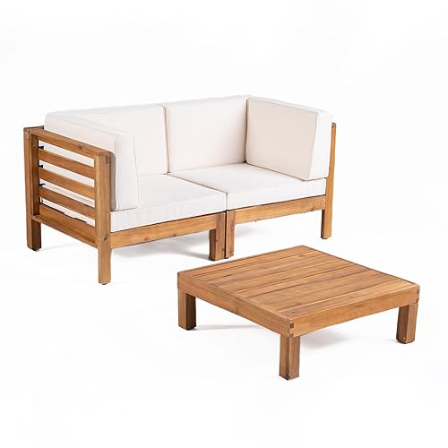 Christopher Knight Home Oana Outdoor Modular Acacia Wood Loveseat and