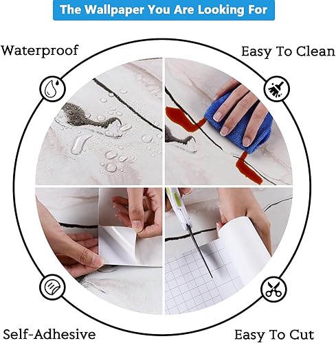 Miniatura 9 de CRE8TIVE Papel adhesivo de mármol rosa y blanco para encimeras, impermeable, 12 x 80 pulgadas, papel tapiz de mármol blanco mate, autoadhesivo,