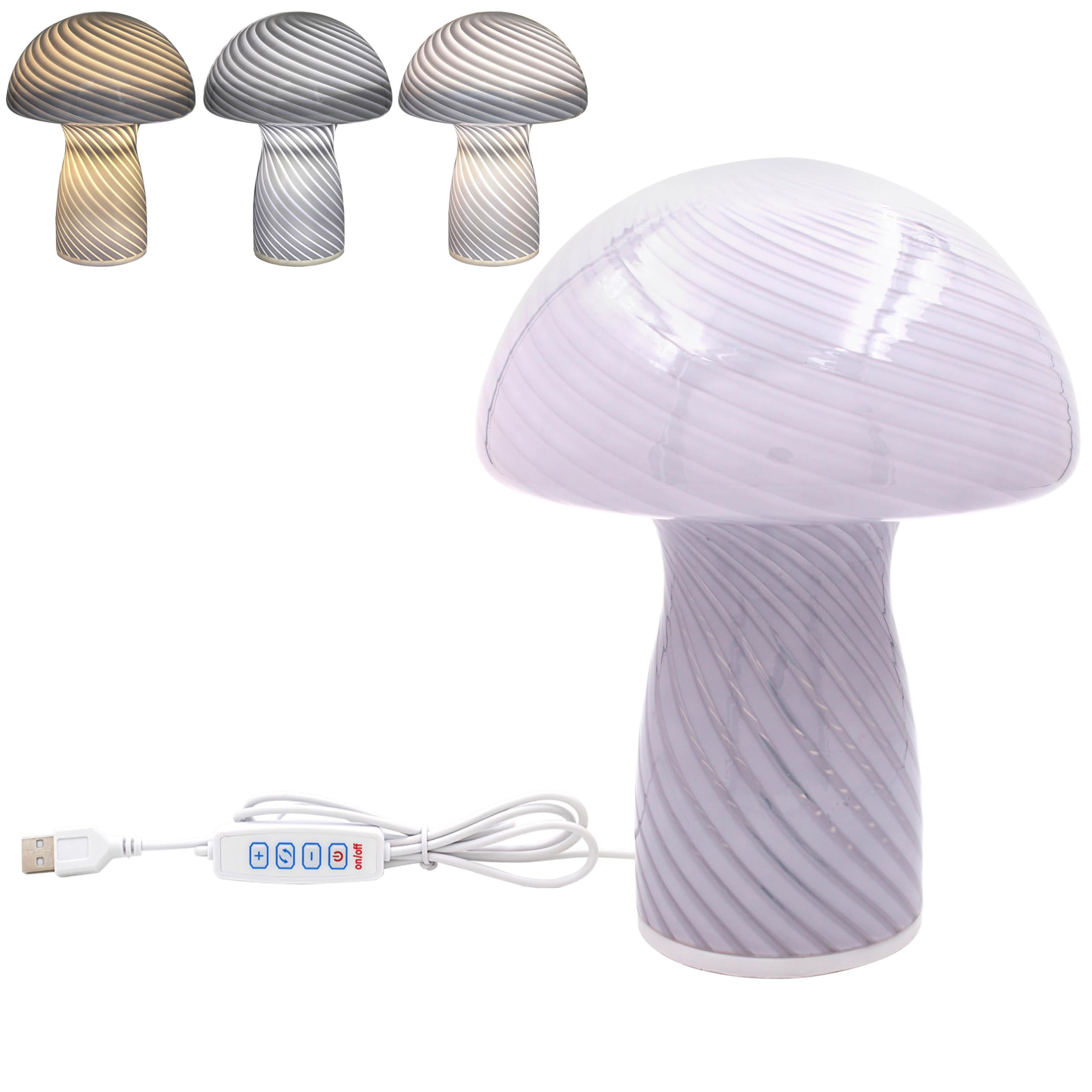 Mushroom Lamp Grey Bedside Night Light Warm White Dimmable Seasonal Gift Idea
