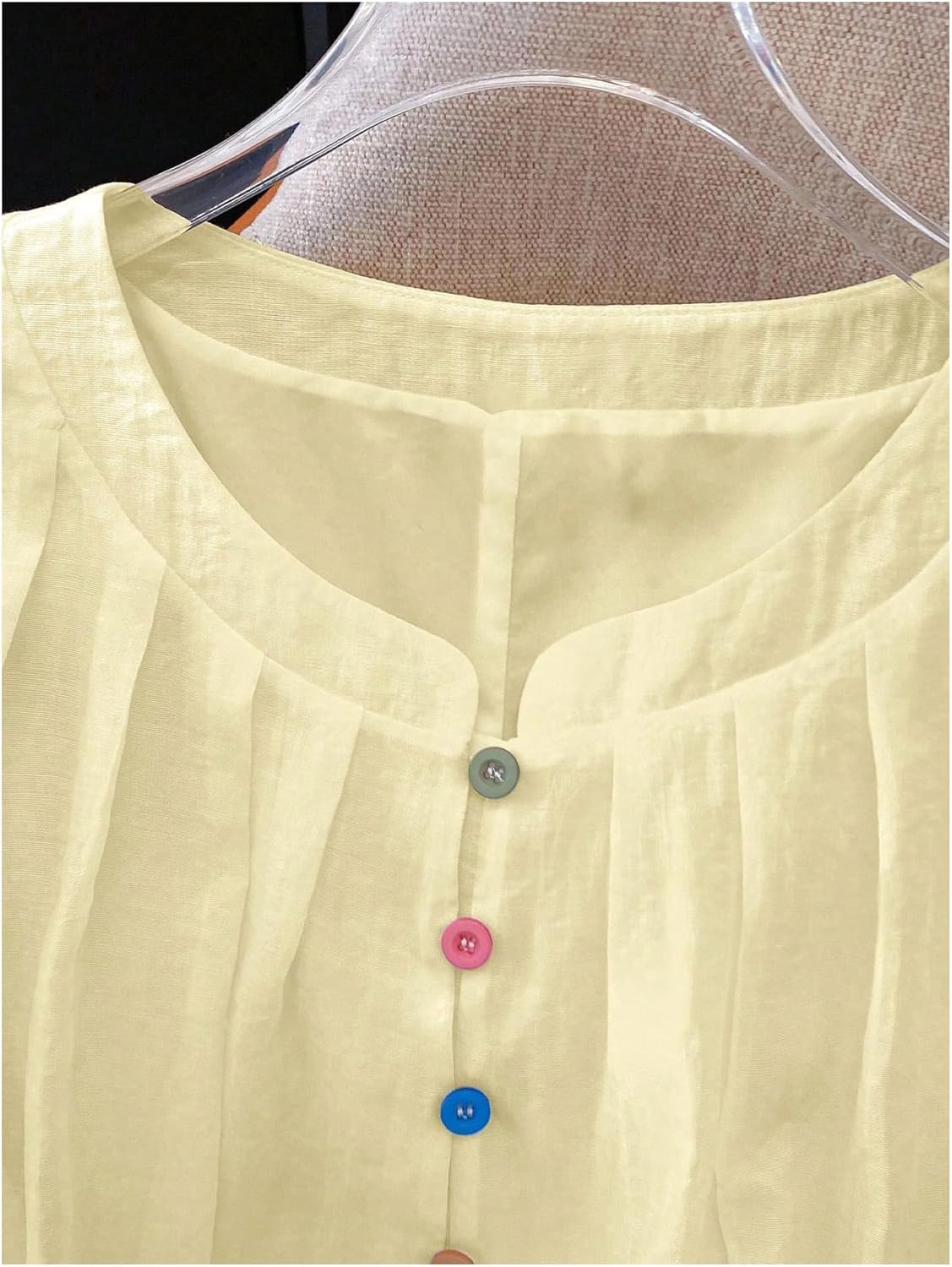Floerns Women's Summer Button Down Shirts Casual Short Sleeve Crew Neck Cute Blouse Tops