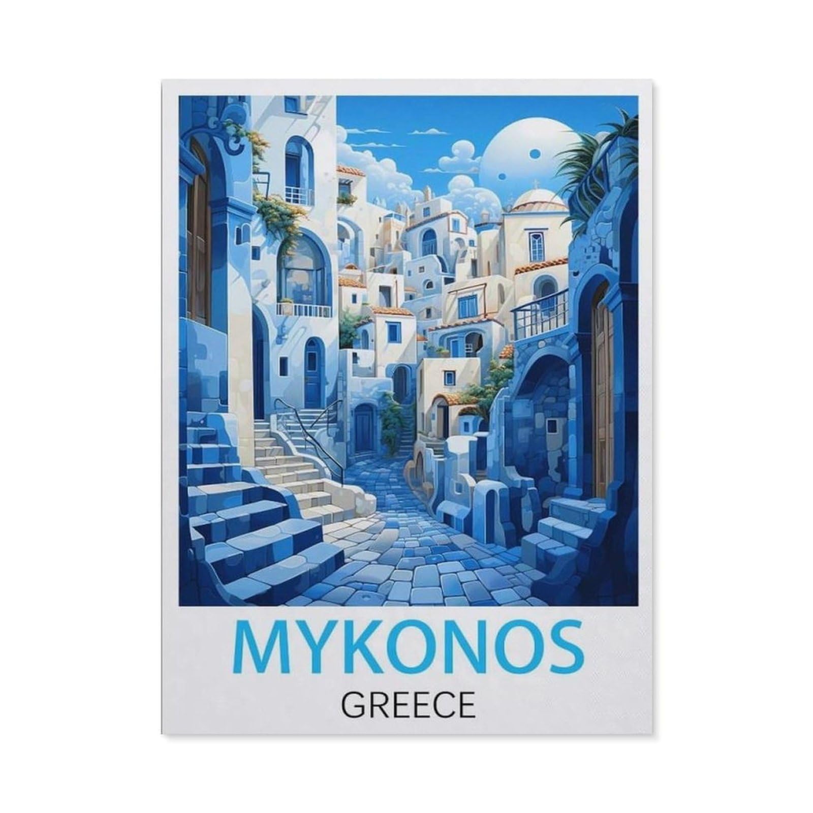 BEAYODKP 5D Diamond Painting Kits，Mykonos Greece,DIY Rhinestone Embroidery Set Paint with Diamond Art by Number Kits Cross Stitch Home Wall Craft Decoration（50 x 60 cm/19.68 x 23.62 inches）-BY46