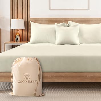 100% Egyptian Cotton Queen Size Fitted Sheet, 1000 Thread Count - Ivory