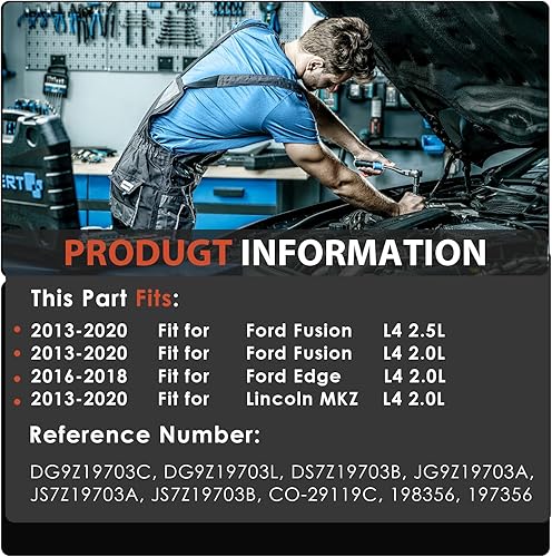 Miniatura 6 de Compresor de aire acondicionado y embrague de A/C 2015-2018 apto para F-ord Edge 2.0L 2013-2017 apto para compresor de CA F-ord Fusion 2.0L