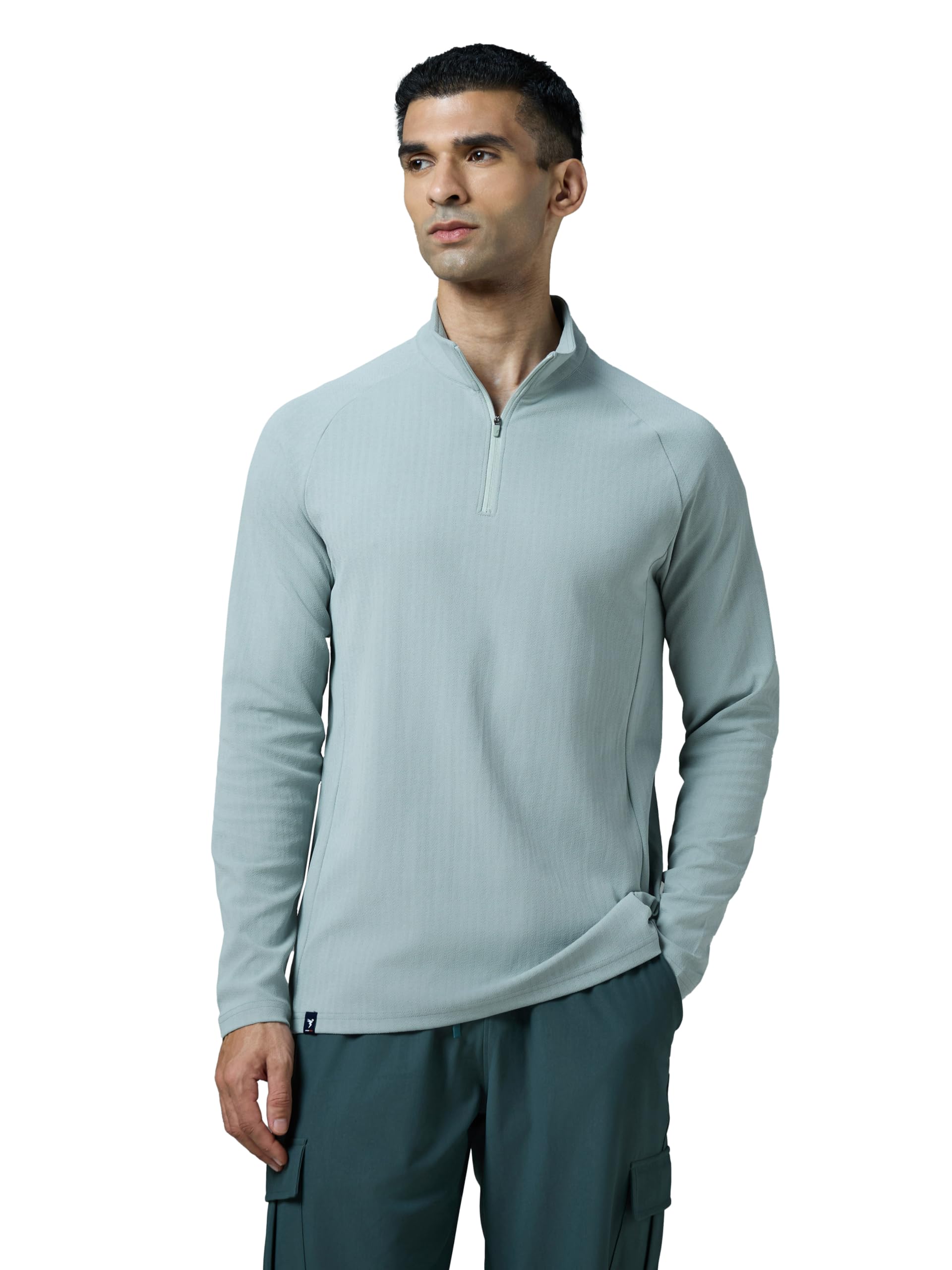 technosport Men's Solid Full Sleeve T-Shirt ELASTOPLUS Quick Dry Slim Fit Mock Neck Sports Tee for Training Layering Casual Wear UPF50+ Anti Odour-picture-56